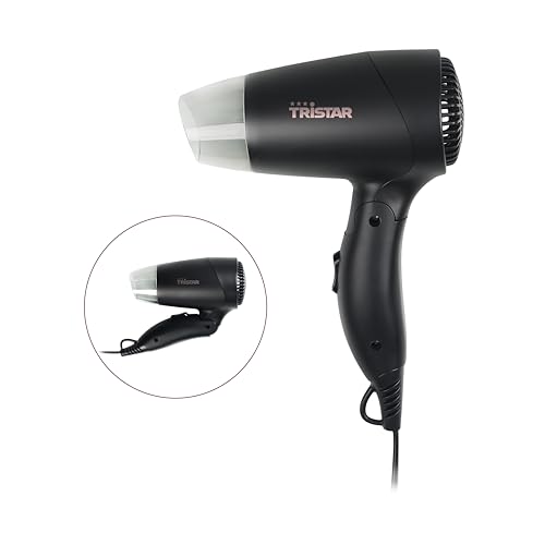 Tristar Secador de viaje - Mango plegable - Tamaño compacto - Potente 1200 W - Negro - HD-2460