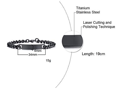 Sunnyhouse Jewelry Free Cusfree Custom Engraving Stainless Steel Link Bracelet Matching Couples Bracelets Valentine's Gift For Lover (A Pair) #TOP2