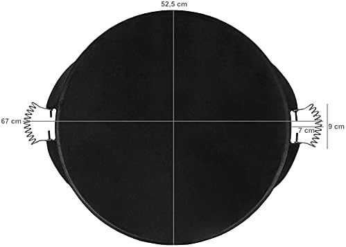 BBQ-Toro Żeliwna płyta grillowa z uchwytami, Ø 53 cm, dwustronna, emaliowana, akcesoria do grilla gazowego, emaliowana płyta do grilla, grilla kulowego, grilla na węgiel drzewny