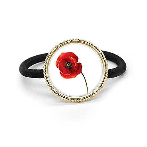 Coletero de metal plateado goma banda tocado flor roja para pelo mujer
