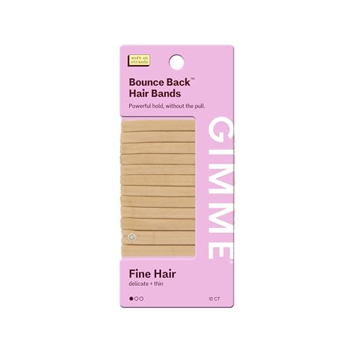 Image of Gimme Beauty Fine Hair Elastic Bands - Slim-Fit Elastic Ties for Fine, Brittle, or Bleached Hair - No-Dent, Gentle-Grip Ponytail Holders for All-Day Comfort - 12 Pack, Blonde