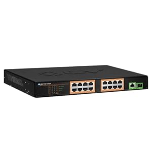 BV-Tech 18 Ports Long Range PoE+ Switch (16 PoE+ Ports | 2 Gigabit Ethernet uplink) – 19″ Rackmount – 120W – 802.3af/at -Desktop Design for Easy Set Up… (16 Gigabit PoE+ Ports | 120W)