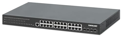 Image of Intellinet 28-Port L2+ Fully Managed PoE+ Switch - with 24 Gigabit Ethernet Ports and 4 SFP+ Uplinks - 370W Power Budget, 30W per Port Max - 3 Yr Mfg Warranty - 561846