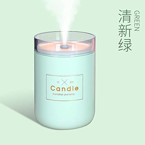 Embiofuels - 280ML Air Humidifier LED Candle Ultrasonic Cool Mist Essential Oil Diffuser USB Aroma Lamp Car Purifier Fogger Mist Maker [Green]