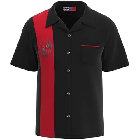 BeRetro Mens Black and Red Skull Short-Sleeve Button Down Shirt ~ IronSkull Cover