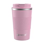 12 Ounces Coffee Travel Mug, Thermal Coffee Mug with Silicone Sleeve for Easy Grip, One-Handed Operation Reusable Cup, Keep Drinks Cold and Hot up to 6 Hours
