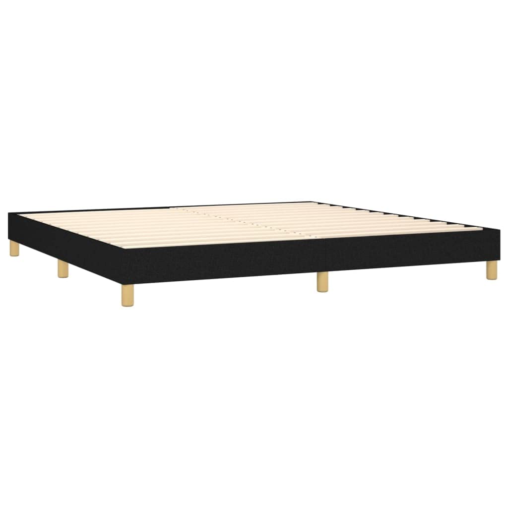 Łóżko kontynentalne z materacem, czarne, 200 x 200 cm, tapicerowane łóżko z zagłówkiem o regulowanej wysokości zapewnia komfortowy sen i miejsce do przechowywania