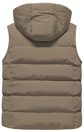 Pursky Girl's Heavy-Weight Cotton Puffer Vest Fleece Lined Gilet Jacket For Toddler Boys Kids Winter Gilet Coat Khaki 14/16 #TOP1