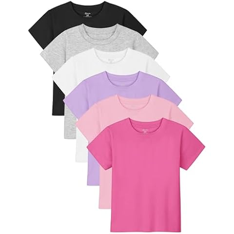 Poroka Baby Girls Short-Sleeve Tee Shirts Infant Cotton T-Shirt with Crew Neck Solid T-Shirt for Toddlers Kids Cover