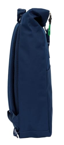 safta Benetton Green Sac à dos avec rabat pour ordinateur portable de 15,6", idéal pour différents âges, confortable et polyvalent, qualité et résistance, 28 x 13 x 42 cm, bleu marine, M, Décontracté
