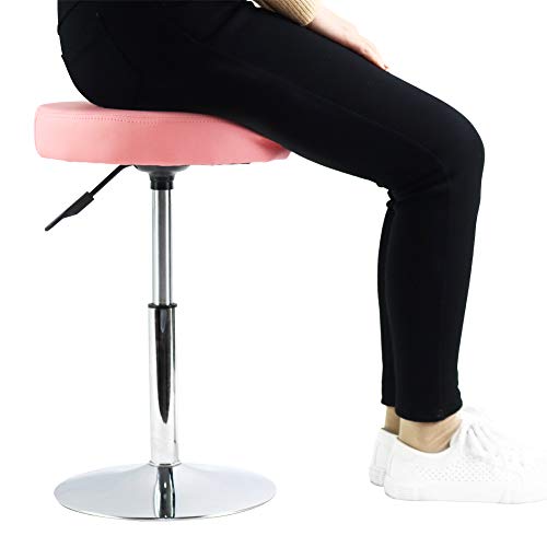 Image of FURWOO Pink Short Shop Stool - Height Adjustable Swivel Chair Stool for Office,SPA,Salon,Manicure and Tattoo Stations Small