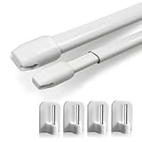 Rollina Gardinenstange ohne Bohren | 2x Vitragestange ausziehbar 100-150cm mit 4 Klebehaken für glatte Oberflächen | Scheibengardinenstange Küche Bad Fenster zum Kleben | Made in Germany