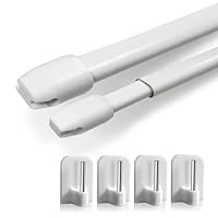 Rollina Gardinenstange ohne Bohren | 2x Vitragestange ausziehbar 100-150cm mit 4 Klebehaken für glatte Oberflächen | Scheibengardinenstange Küche Bad Fenster zum Kleben | Made in Germany