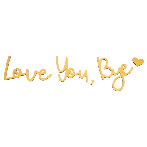 Image of PATIKIL Home Wall Decor Letter Signs, 3D Self-Adhesive Love You Bye Wood Sign with Comma and Heart Boho Art Alphabet for Wall, Door, Living Room, Farmhouse DIY Home Decor, Gold