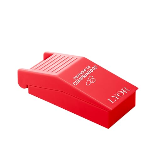 LYOR - Cortador de Comprimidos de Plástico Vermelho 8,5cm x 3,5cm x 2,5cm