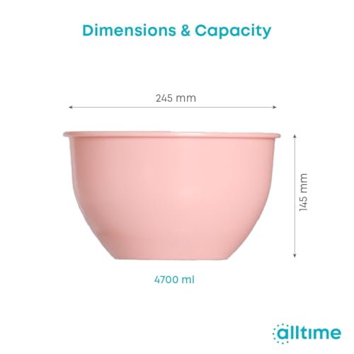 Image of All Time Classic Mixing Bowl 4700ml | BPA Free Food Grade Plastic Kitchen Bowl | 24cm Large Bowl for Mixing, Baking, Dough, Salad, Serving, Food Preparation & Storage | Durable Multicolor Home Use