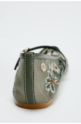 Mesh Mary Jane Flats for Women Clear Mesh Ballet Flats Slip On Ballerina Shoes Low Top Buckled Strap Breathable Lightweight Retro Flora Chinese Slippers No Slip Dress Sandals Office Casual Streetwear4