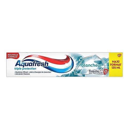 Aquafresh Dentifrice Triple Protection Blancheur, Gencives Saines, Pour Des Dents Fortes et Une Haleine Fraiche, Maxi Format 125ml