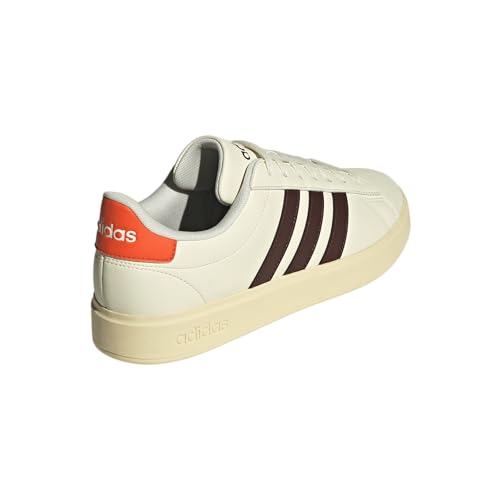 adidas Men's Grand Court 2.0 Sneaker, Off White/Aurora Ruby/Semi Impact Orange, 11.53
