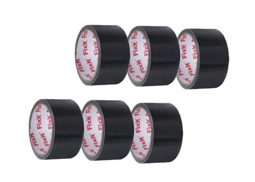 DRW Lot de 6 rubans adhésifs en aluminium noir 48 mm x 10 m