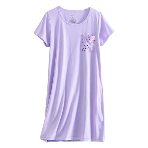 Image of PNAEONG 3 Pack Women's Cotton Nightgown Short Sleeve Shirt Print Sleepdress