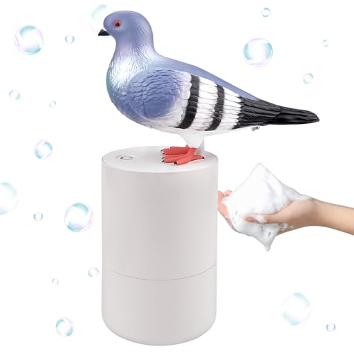 Vibbang Automatischer Seifenspender Taube - 300ml Weiß für Küchenspüle und Badezimmer - Dicker Schaum (Grau)