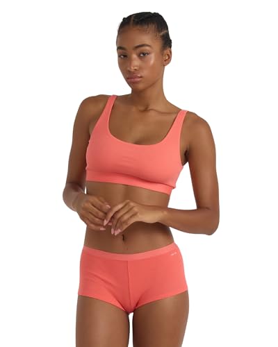 Organic Basics Womens Core Shorty Ribbed Cotton Boyshort Underwear, Sunset, X-Large