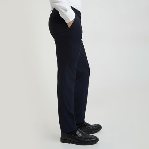 Image of Raymond Men's Slim Fit Mid Rise Poly Viscose Blend Flat Front Formal Trouser