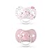 Suavinex, Confezione da 2 Succhietti con Tettina Simmetrica in Silicone SX Pro, per Bambini da 0 a 6 Mesi, Rosa