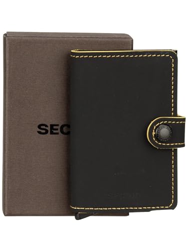 Mini portefeuille Secrid mat noir et bois de bœuf au design moderne