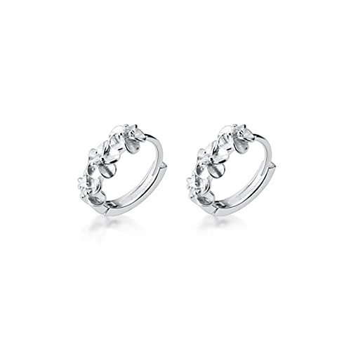 SLUYNZ 925 Sterling Silver Plumeria Flowers Hoop Earrings for Women Teens Small Hoop Earrings Pretty Flowers Huggie