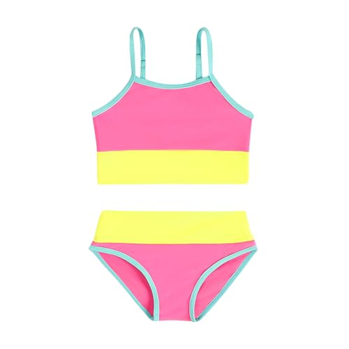 Image of Little Girl Swimsuit Casual Swimwear Kids Two Piece Color Block Bathing Suits Beach Bikini Set 3-12Years
