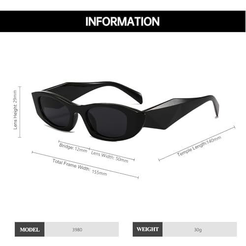 YAMEIZE Retro Narrow Rectangle Sunglasses for Women Men Vintage 90s Thin Rectangular Sunglasses UV4003