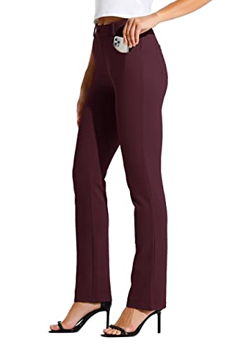 Willit Women's Yoga Dress Pants Straight Leg Work Slacks Stretchy Office Casual Pants 4 Pockets Belt Loops 29''/31''/33''