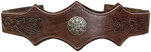 HiiFeuer Medieval Embossed Faux Leather Headpiece, Retro Renaissance Adjustable Headband, Cosplay Costume Accessories