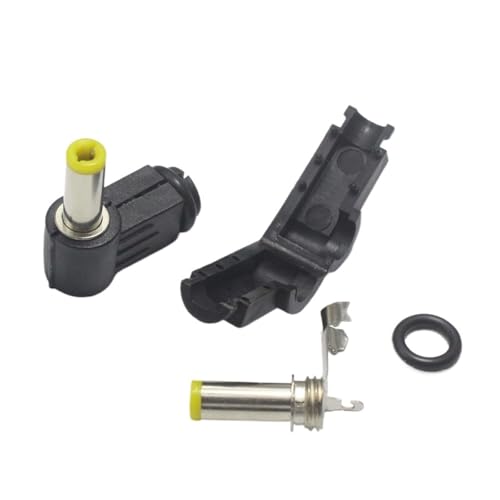 WUZDPRCJ 100pcs 5.5 * 2.1/5.5 * 2.5mm Male DC Power Jack Connector Right Angle Welding Electrical Plugs Audio Yellow Head(5525)