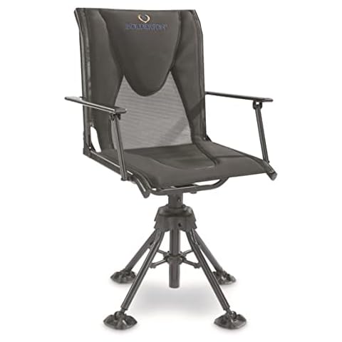 Bolderton 360º Swivel Hunting Blind Chair with Armrests, 300 lbs Capacity, Folding, Lightweight, Portable, Padded Cushion Hunting Seat, Hunt Gear and Equipment Cover