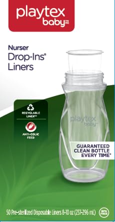 Playtex Baby Nurser - Forros desechables preesterilizados para botellas, más cerca de la lactancia, 8 onzas, 50 unidades