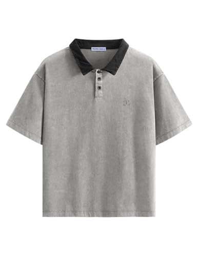 Aelfric Eden Mens Oversized Washed Polo T Shirts Heavyweight Vintage Cotton Tees Short Sleeve Tops Unisex