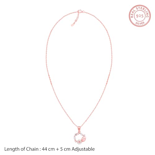 GIVA 925 Silver Rose Gold Drop Wreath Pendant With Link Chain| Gifts for Girlfriend, Gifts for Women and Girls |With Certificate of Authenticity... - Image 7