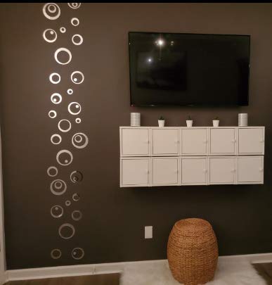 Bikri Kendra - Ring and DOTS 44 Silver - 3D Acrylic Decorative Mirror Murals Wall Stickers, Self-Adhesive - Image 5 thumbnail