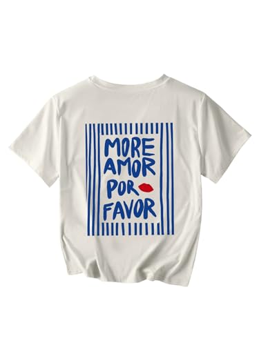 SweatyRocks Women's Lemon Graphic Short Sleeve T Shirts Letter Print Round Neck...