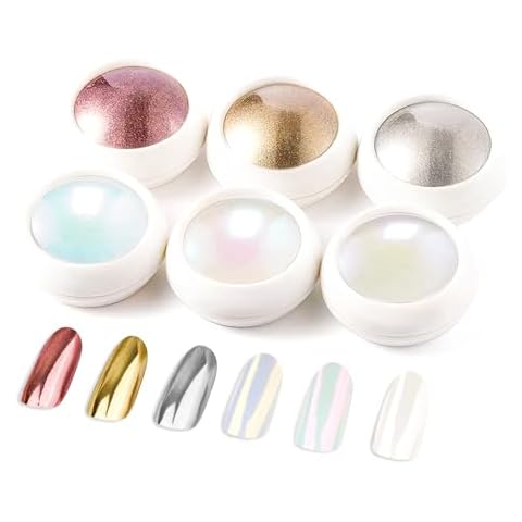 LEDSUUEI 6Pcs Chrome Nail Powder Cover
