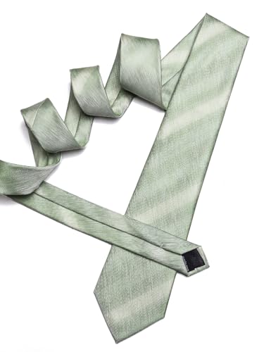 Image of Barry.Wang Striped Men Ties Set Silk Necktie Handkerchief Cufflinks