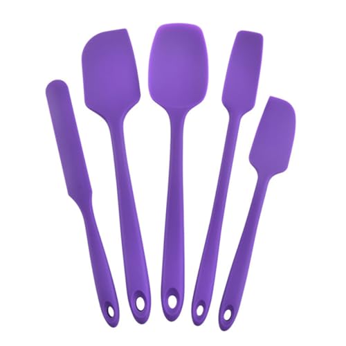 JECOMPRIS Lot de 5 Spatules en Silicone Coloré pour Pâtisserie Grattoirs Cuisine Multifonctions Résistantes à la Chaleur Légères et Ergonomiques Cuisson Service des Desserts