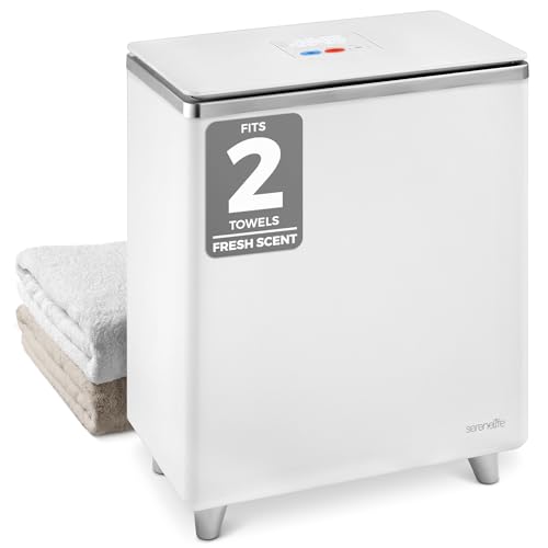 SereneLife Luxury Rectangle Towel Warmer - Spa & Bathroom Heater with Custom Fragrance Auto Shut-Off Fits 2 large Towels Blankets Bathrobes PJs - Perfect Gift for Him & Her (Silver)
