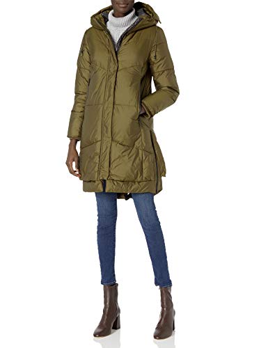 Cole Haan Women's Hooded Essential Down Coat, Olive, X-Small
