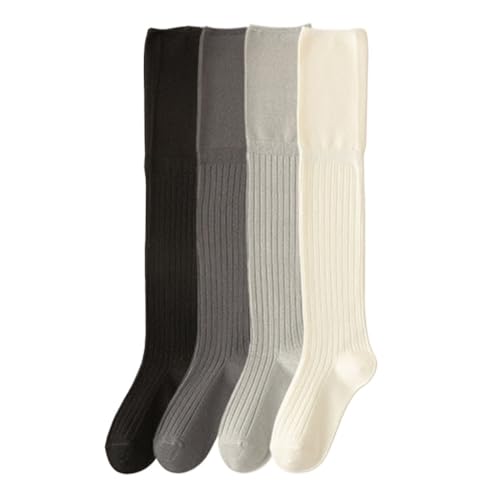 JSEIAJB Needle Knee Length Cotton Socks for Children S Autumn and Winter Vertical Striped High Thigh Stockings