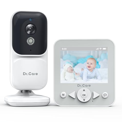 Dr.Care NeoView Monitor de Bebé - Pantalla 2.8', Audio Bidireccional, Grabación en Bucle, Visión Nocturna, VOX, Sensor de Temperatura, Canciones de Cuna, Clip para Cinturón, Soporta 128GB