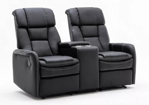 mymai 2er Relaxsessel mit Liegefunktion, Zweisitzer Fernsehsessel 2 Sitzer TV Sessel mit Konsole, Manuell Verstellbar Doppel Kinosessel